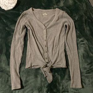 Grey Hollister Long Sleeve Button Shirt